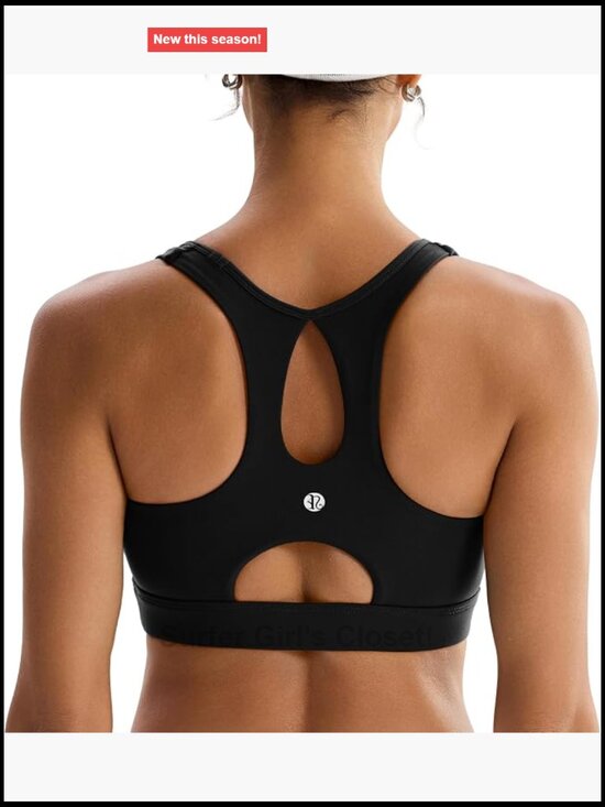 Other - High Support Racerback Sports Bra with Keyhole - Wirefree Lightweight